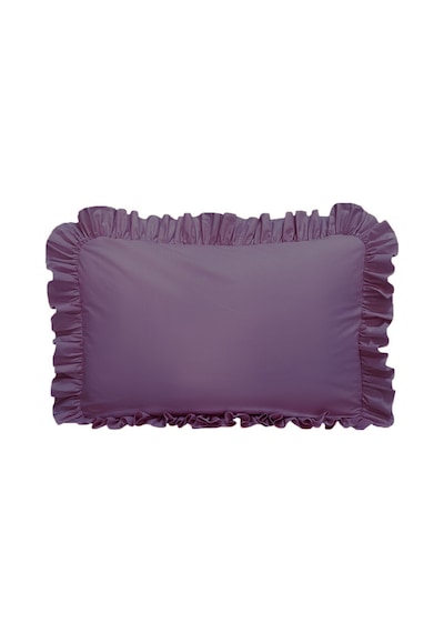 Fırfırlı Yastık Kılıfı Tek Kişilik 50x70 Cm 1 Adet %100 Doğal Pamuk 18 Farklı Renk Seçeneği Mor