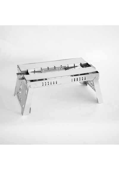 Orta Boy Paslanmaz Katlanır Pratik Mangal Yıkanabilir 40 X 29 X 23 Cm Maşa Hediyeli Inox