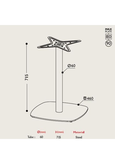 Gürçayhırdavat Tablalı Masa Ayağı 11.221 - Taban Çapı 46Cm Siyah