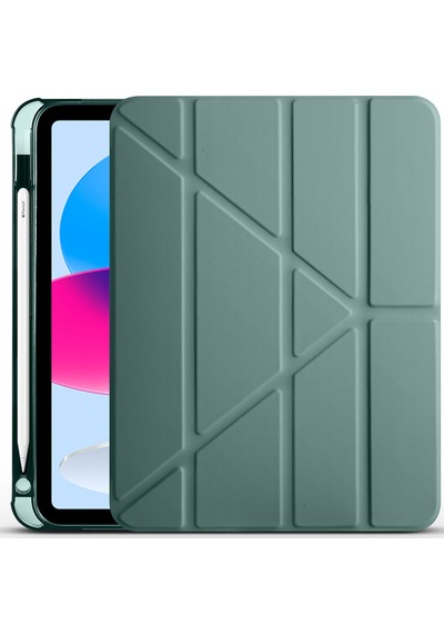 Apple  Uyumlu iPad, 10.9 2022 10.nesil Kılıf Tri Folding Kalem Bölmeli Standlı Kılıf