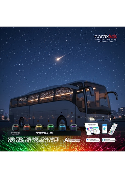 Otobüs Ambiyans Aydınlatma Fiber Optik Yıldız Tavan Seti Çok Renkli