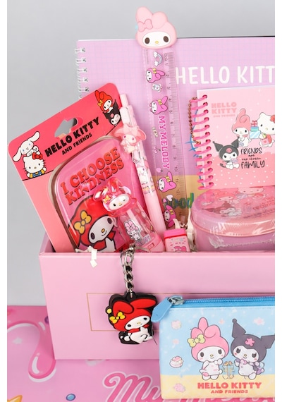Özel Kutulu Lisanslı My Melody & Best Friends Kuromi,hello Kitty 14 Parça Kırtasiye Seti Yazı Tahtası,çıtçıt Dosya Diğer
