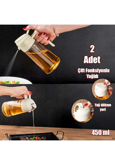 Porsima Alk-3154 2 Li Çok Amaçlı Cam Sprey Şişe Yağlık Yağdanlık