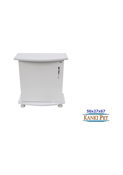 Kanki Pet 50 Cm MDF Bombeli Akvaryum Sehpa Beyaz 50x27x67 Cm