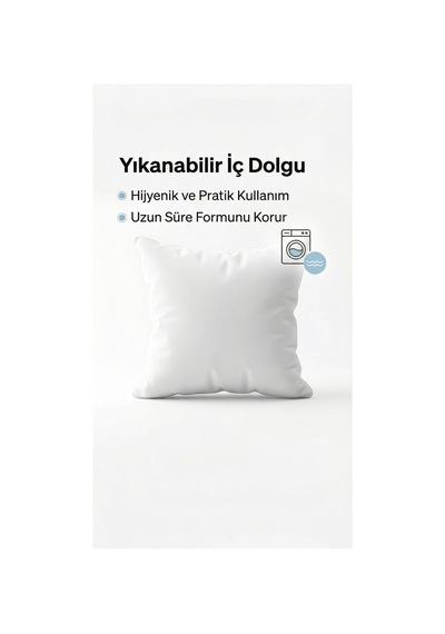 Puffyform Premium Boncuk Silikon Kırlent İç Yastığı 45x45 Cm 350 Gr Dolgun Yıkanabilir Beyaz