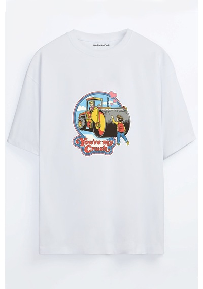 You're My Crush Baskılı Unisex Beyaz Oversize T-shirt Beyaz