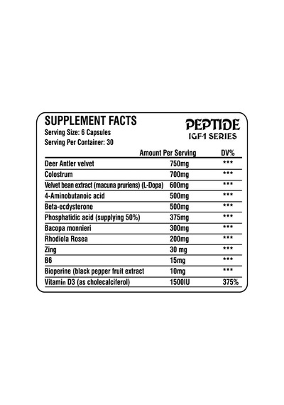 Xmagıclabs Pepdıte Igf1 Deer Antler Velvet Colostrum Bacopa Rhodiola Rosea Phosphatidic 180 Caps