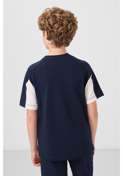 Tommylife Lacivert Pamuklu Yumuşak Dokulu Oversize Fit Baskılı Erkek Çocuk T-shirt - 11290 Lacivert