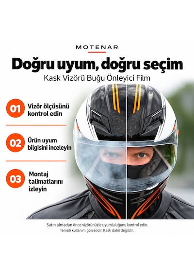 Motenar Motosiklet Kask Vizörü Buğu Önleyici Şeffaf Film Pinlock 1 Adet