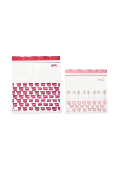Kilitlenebilir Buzdolabı Poşeti, Kırmızı-pembe, 2,5 Lt Ve 1,2 Lt, 50 Adet Altın - Beyaz