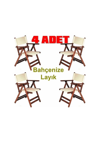 Motoryagmarket Bahçeme Marmaris Pvc Katlanır Ahşap Bahçe Balkon Sandalyesi X4