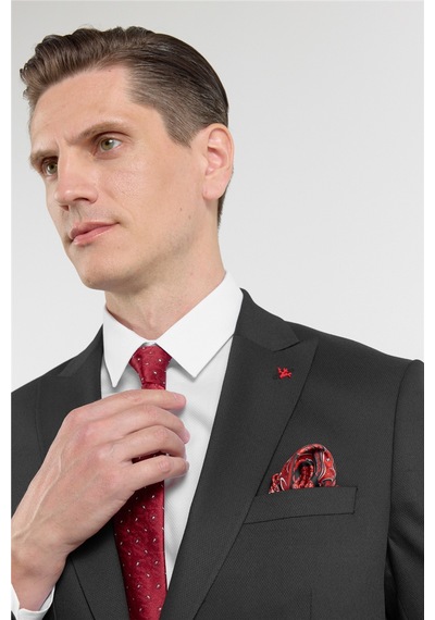 İmza Siyah Kırlangıç Yaka 6 Drop Slim Fit Tam Astar Esnek Takım Elbise 1001260160