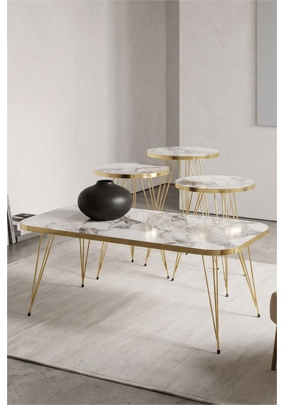 Storeşahin Zigon Sehpa Ve Orta Sehpa Kr Set Gold Efes Tel Shn0720