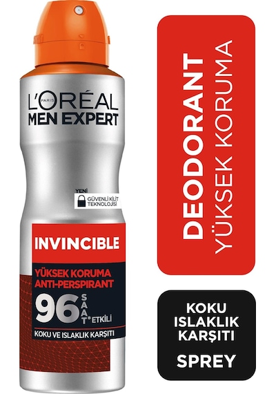 L'Oreal Paris Men Expert Invincible Perspirant Yüksek Koruma Erkek Sprey Deodorant 150 ML