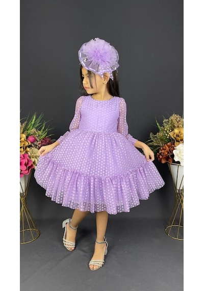 Mnk Baby & Kids Katkat Prenses Dantel Tokalı Kız Çocuk Elbise Lila