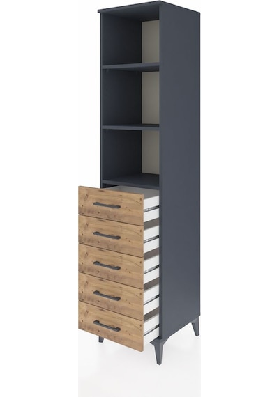 Hyperion Dolap 3 Raflı 5 Çekmeceli 44x44x195 Antrasit-çam Antrasit Hyperion Dolap 3 Raflı 5 Çekmeceli 44x44x195 Antrasit-çam Antrasit