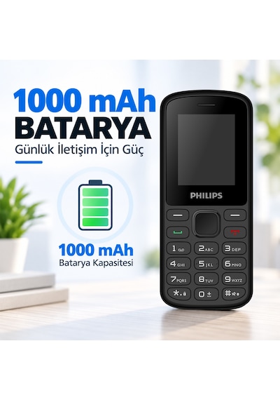 Philips E2101P Çift SIM Type-C 1.77" TFT Ekran FM Radyolu Tuşlu Cep Telefonu