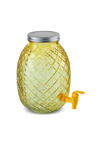 Karaca Melon Musluklu Kapaklı Cam Sebil Damacana Sarı 4650 ml