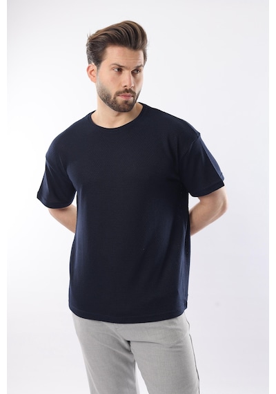Lacivert Bisiklet Yaka Erkek T-shirt E7128 Lacivert