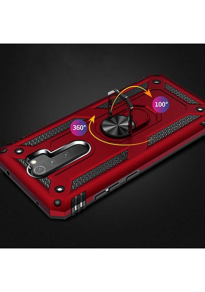 Kilifone - Redmi Note 8 Pro Uyumlu Kılıf Koruyucu Yüzüklü Çift Katman Vega Kapak - Mavi - T10696