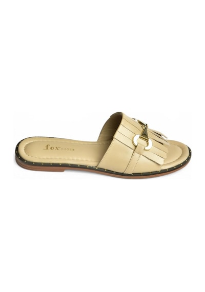 Fox Shoes Y291873003 Bej Hakiki Deri Kadın Terlik