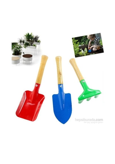 Kürek Tırmık Hobi Seti Kürek Bahçe Seti Metal Başlık 3 Lü Set