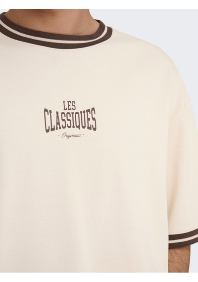 Only & Sons Classiques Caspian Erkek Krem Tişört 22037720-wty