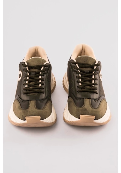 Mubiano Kadın Sneaker Kalın Tabanlı Bağcıklı Spor Ayakkabı Kairo Haki Haki