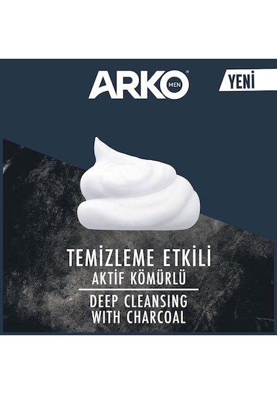 Arko Men Temizleme Etkili Aktif Kömürlü Tıraş Köpüğü Black 4x200 Ml