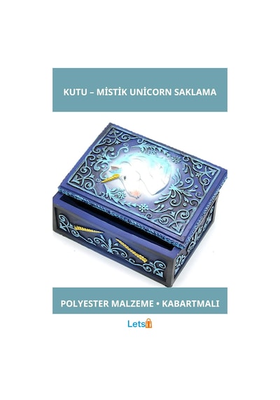 Polyester Unicorn Figürlü Dekoratif Saklama Kutusu 1 Adet