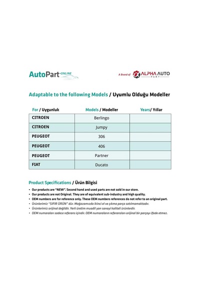 Peugeot 306 406 Partner İçin Debriyaj Pedal Lastiği