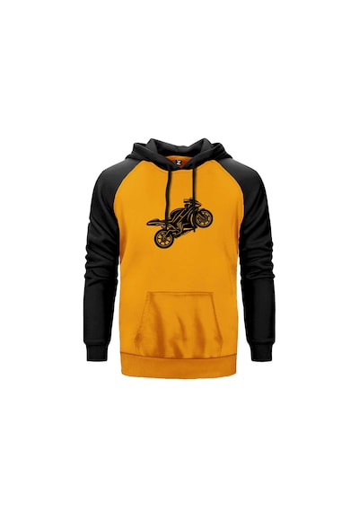 Motosiklet Siluet Sarı Renk Reglan Kol Sweatshirt Sarı
