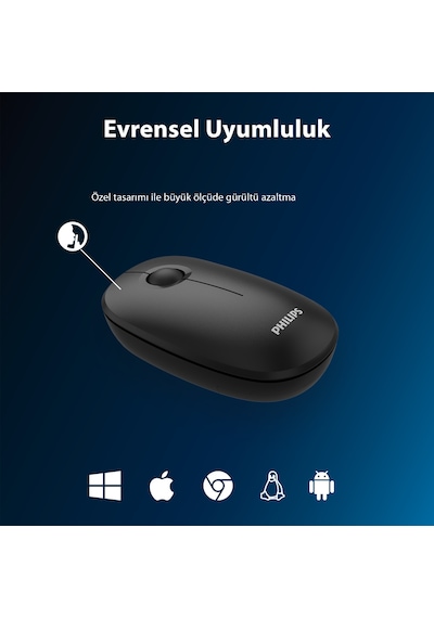 Philips SPK7378 Kablosuz 1600DPI 3 Tuşlu Optik Sessiz Mouse