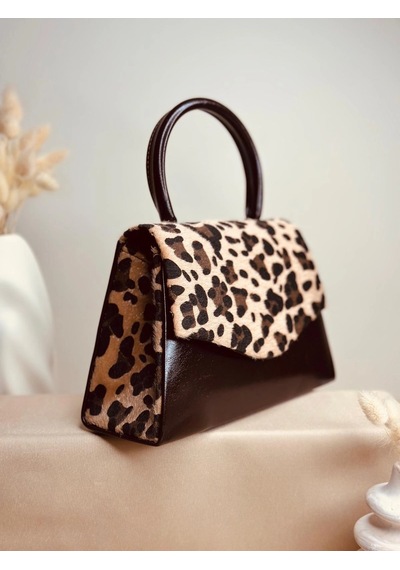 Elora Atelier Elora Leopar Desenli Koyu Kahve Çanta Çok Renkli