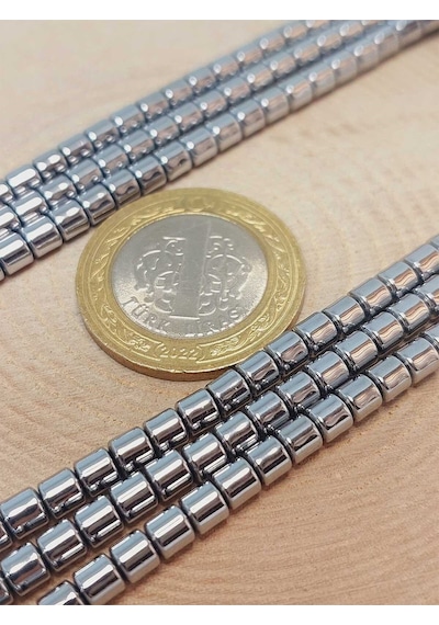 Bileklik Boy Hematit Taşı Yarım Dizi 3.5 3.5mm 48216 18cm Uzunluğundadır Çok Renkli