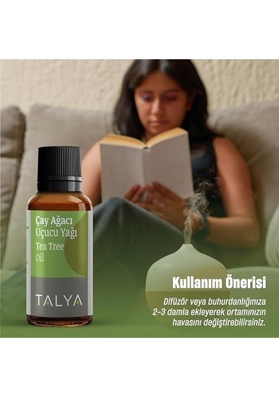%100 Saf Çay Ağacı Uçucu Yağı 10ml - Akne Ve Sivilce Karşıtı - Cilt Bakımı - Difüzör İçin Aromaterapi Yağı