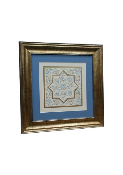 E38 El İşçiliği Çini Desenli Tezhip Tablo - 40 40 Cm - 6544
