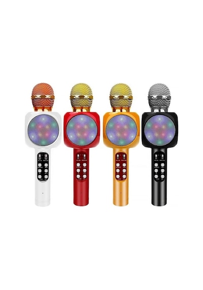 Ws-1816 Bluetooth Speaker Karaoke Mikrofonlu Kablosuz Hoparlör Hafıza Kartı Ve Usb Girişli Şarjlı Rgb Led Işıklı Müzikçalar