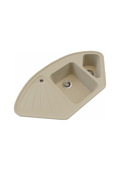 Polex Cristalüx Granit Evye P-CR1 Bej Tezgah Altı Ve Tezgah Üstü Mutfak Evyesi 104.5x57 CM
