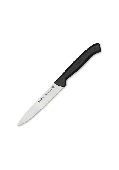 38049 Ecco Tırtıklı Sebze, Et, Biftek Steak Bıçağı 12 Cm - Siyah Çok Renkli