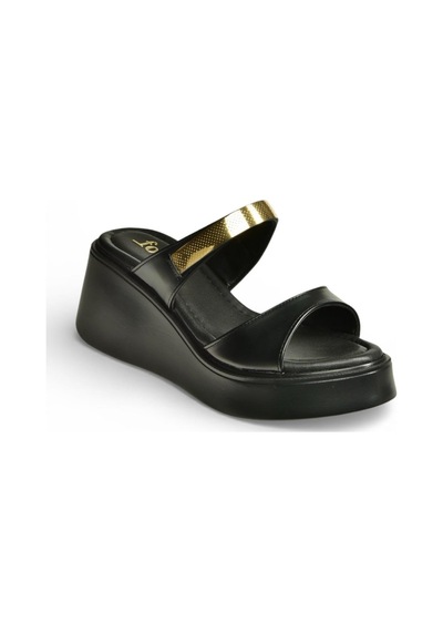 Fox Shoes Y973518509 Siyah Kalın Tabanlı Kadın Terlik Siyah