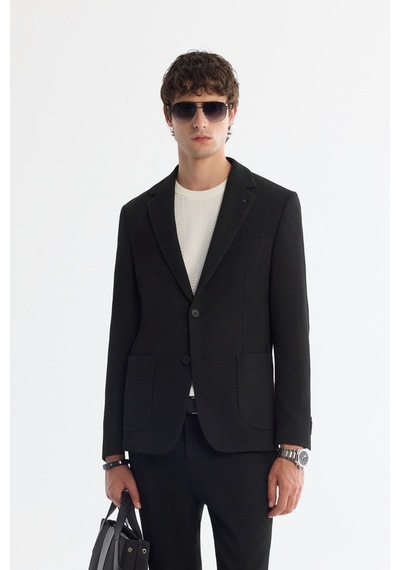 Avva Erkek Siyah Mono Yaka Bi-stretch Blazer Comfort Slim Fit Ceket A42y4011 Avva Erkek Siyah Mono Yaka Bi-stretch Blazer Comfort Slim Fit Ceket A42y4011