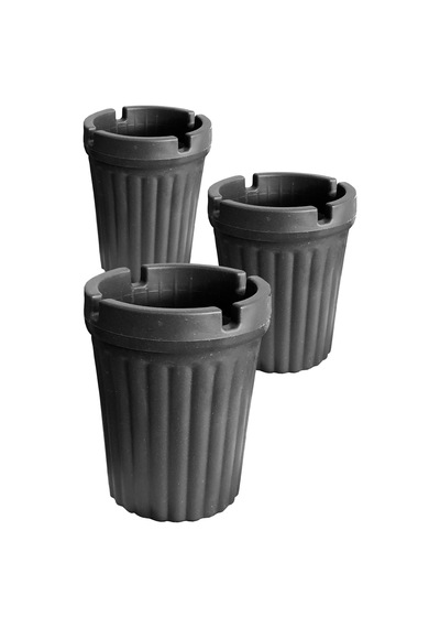 3 Adet Kokusuz Küllük Kül Tablası Kendinden Söndüren 10cm Dh067 Plastik Gri Yuvarlak
