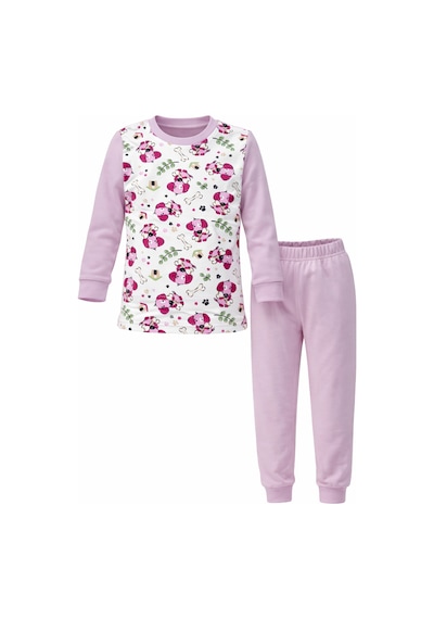 Kız Çocuk Pamuklu Desenli Pijama Takımı 6068-11 Lila Lila