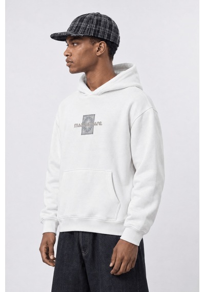 Respire Erkek Sky Patch Detaylı Oversize Hoodie Ekru