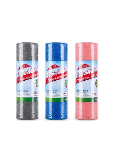 Superclear Mikrofiber Pratik Temizlik Bezi, 30x30 Cm Cırtlı Çok Amaçlı Mutfak Banyo Bezi 1 Rulo, 25 Adet - Asorti Renkler, F272 Belirtilmemiş