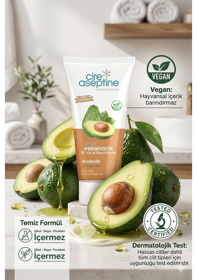 Soft Prebiyotik Avokado El,yüz Ve Vücut Kremi 200 Ml Tüp Vegan