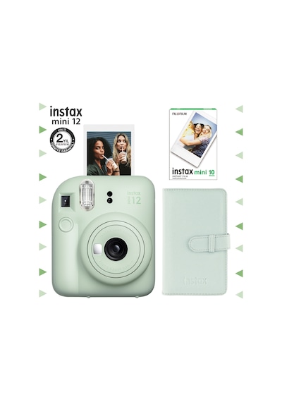Fujifilm Instax Mini 12 Fotoğraf Makinesi + 10'lu Film + Laporta Albüm Yeşil