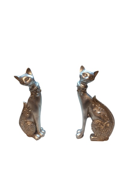 13 Cm-18 Cm Ebatlarda Kırılmaz Polyestr2li Beyaz Renk Kedi Biblo