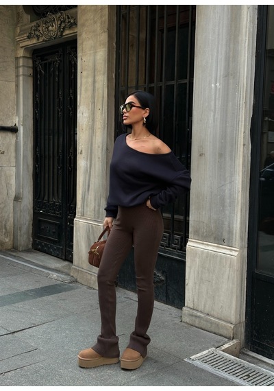 Meecy Omuz Detaylı Uzun Kollu Zr Model Sweatshirt Lacivert Lacivert